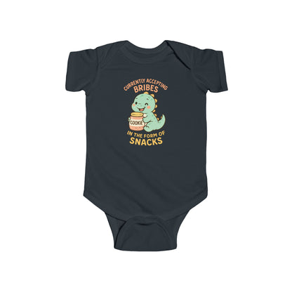 Currently Accepting Bribes in the Form of Snacks - Baby Bodysuit - Happy Dino