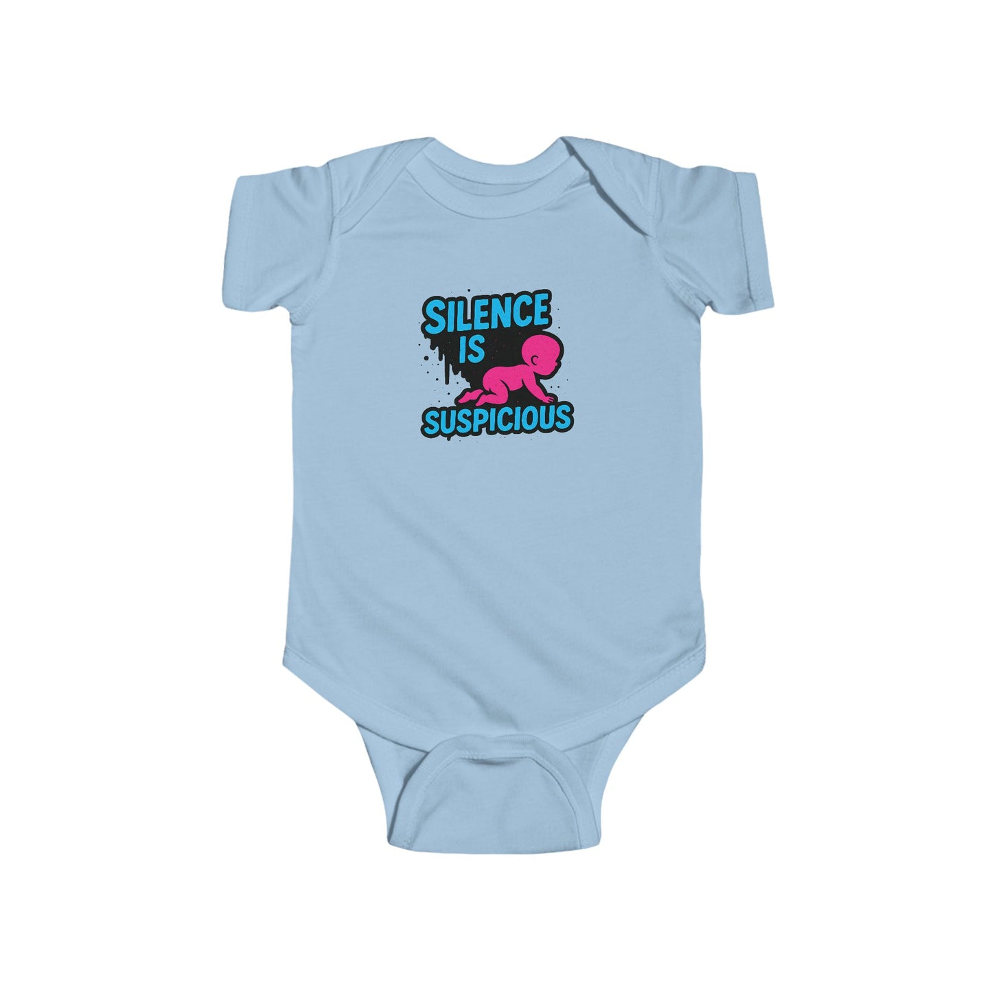 Silence is Suspicious - Baby Bodysuit - I Didn't Do It with Pink Baby