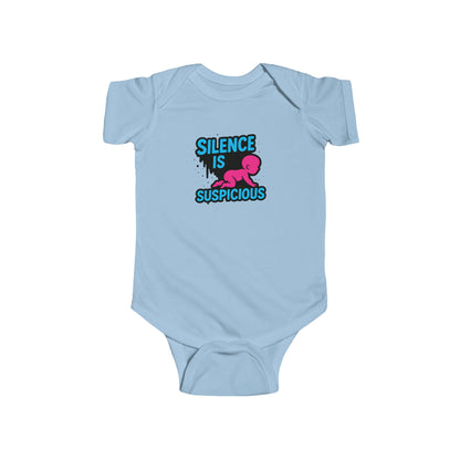 Silence is Suspicious - Baby Bodysuit - I Didn't Do It with Pink Baby