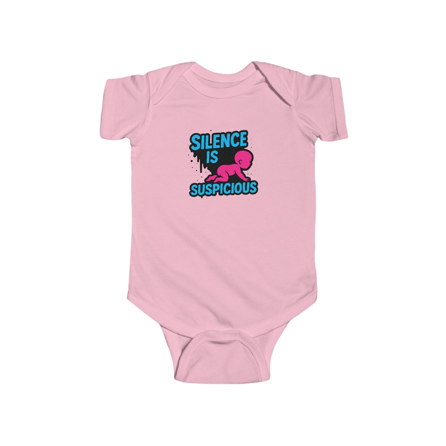Silence is Suspicious - Baby Bodysuit - I Didn't Do It with Pink Baby