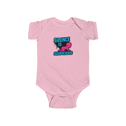 Silence is Suspicious - Baby Bodysuit - I Didn't Do It with Pink Baby