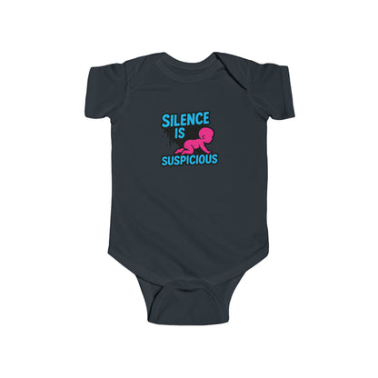 Silence is Suspicious - Baby Bodysuit - I Didn't Do It with Pink Baby