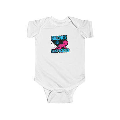 Silence is Suspicious - Baby Bodysuit - I Didn't Do It with Pink Baby
