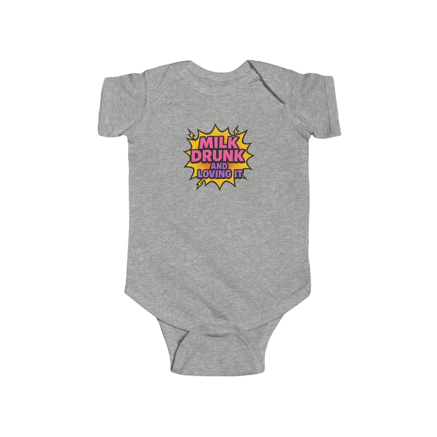 Milk Drunk and Loving It - Baby Bodysuit - Comically Pink