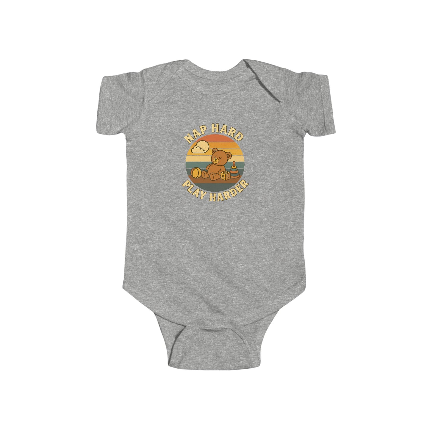 Nap Hard, Play Harder - Baby Bodysuit - Sleepy Teddy