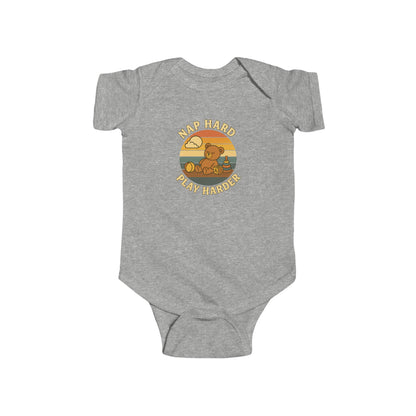 Nap Hard, Play Harder - Baby Bodysuit - Sleepy Teddy