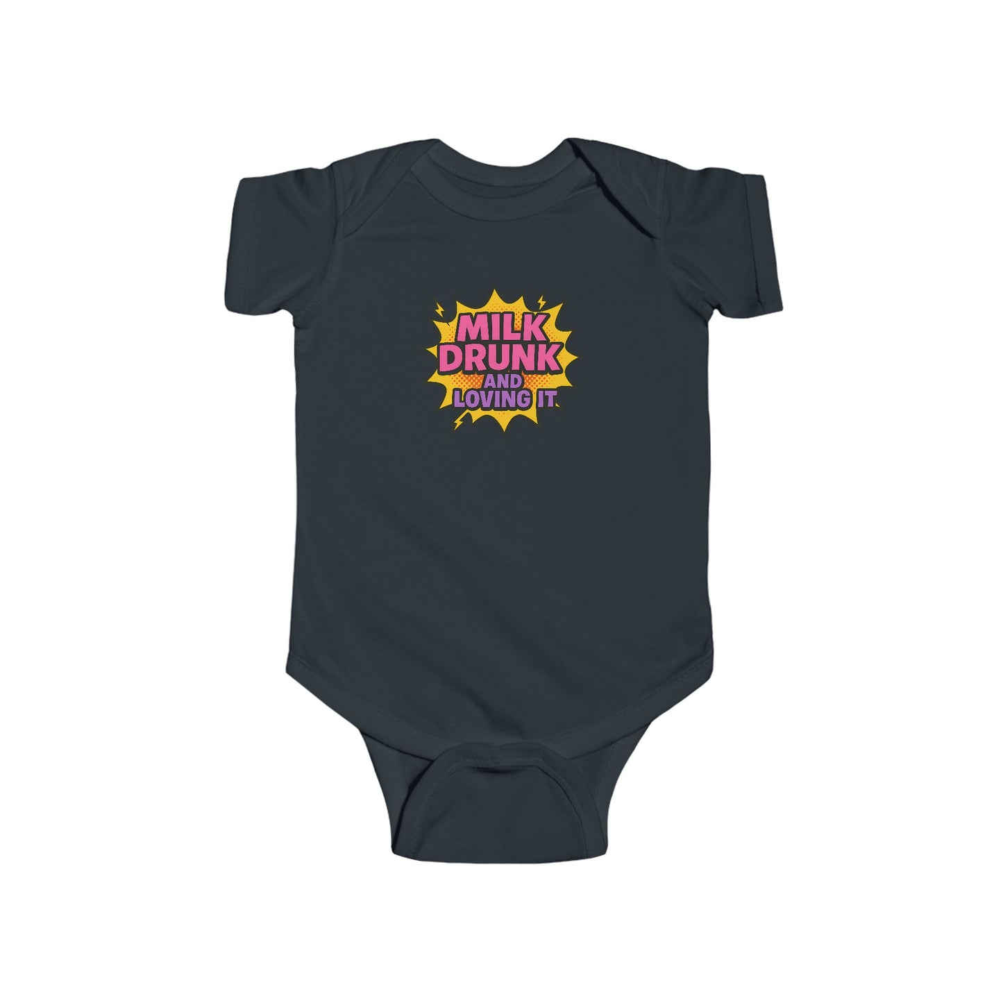 Milk Drunk and Loving It - Baby Bodysuit - Comically Pink