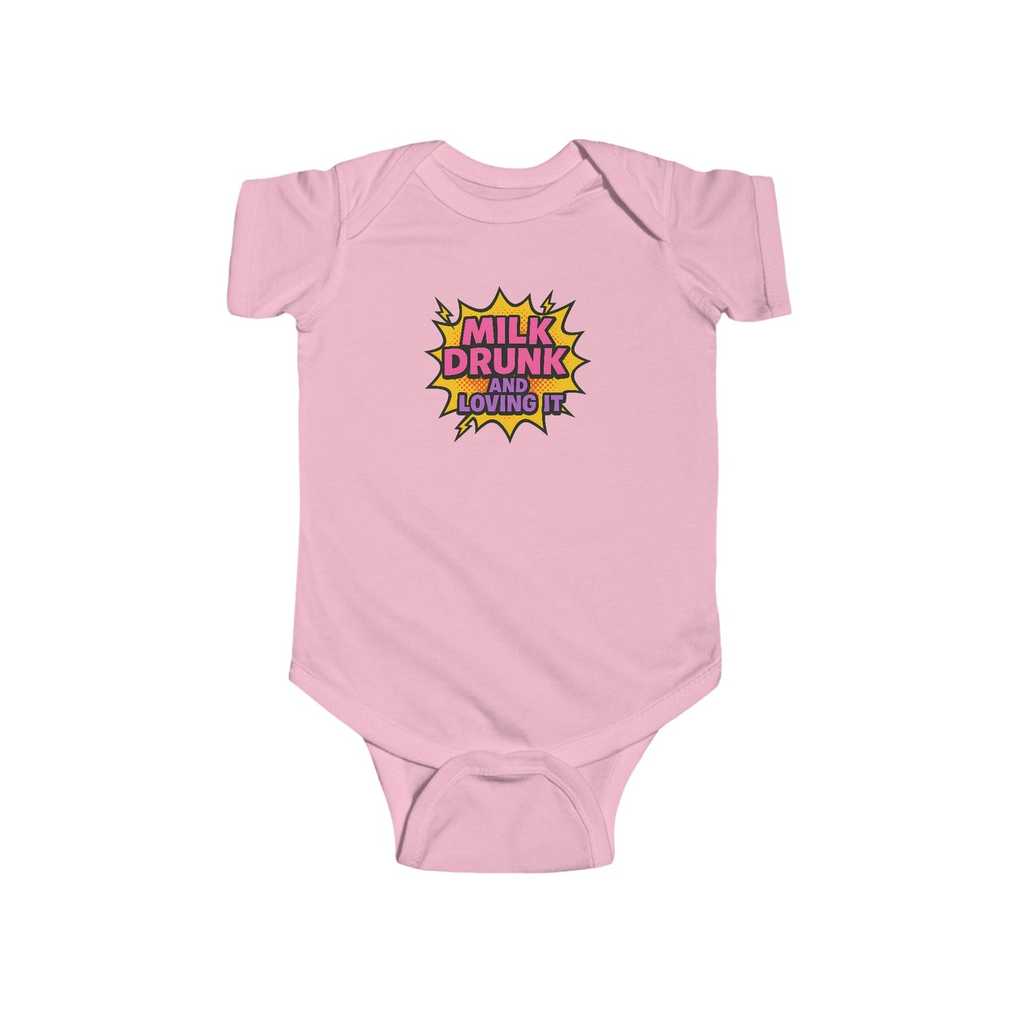 Milk Drunk and Loving It - Baby Bodysuit - Comically Pink