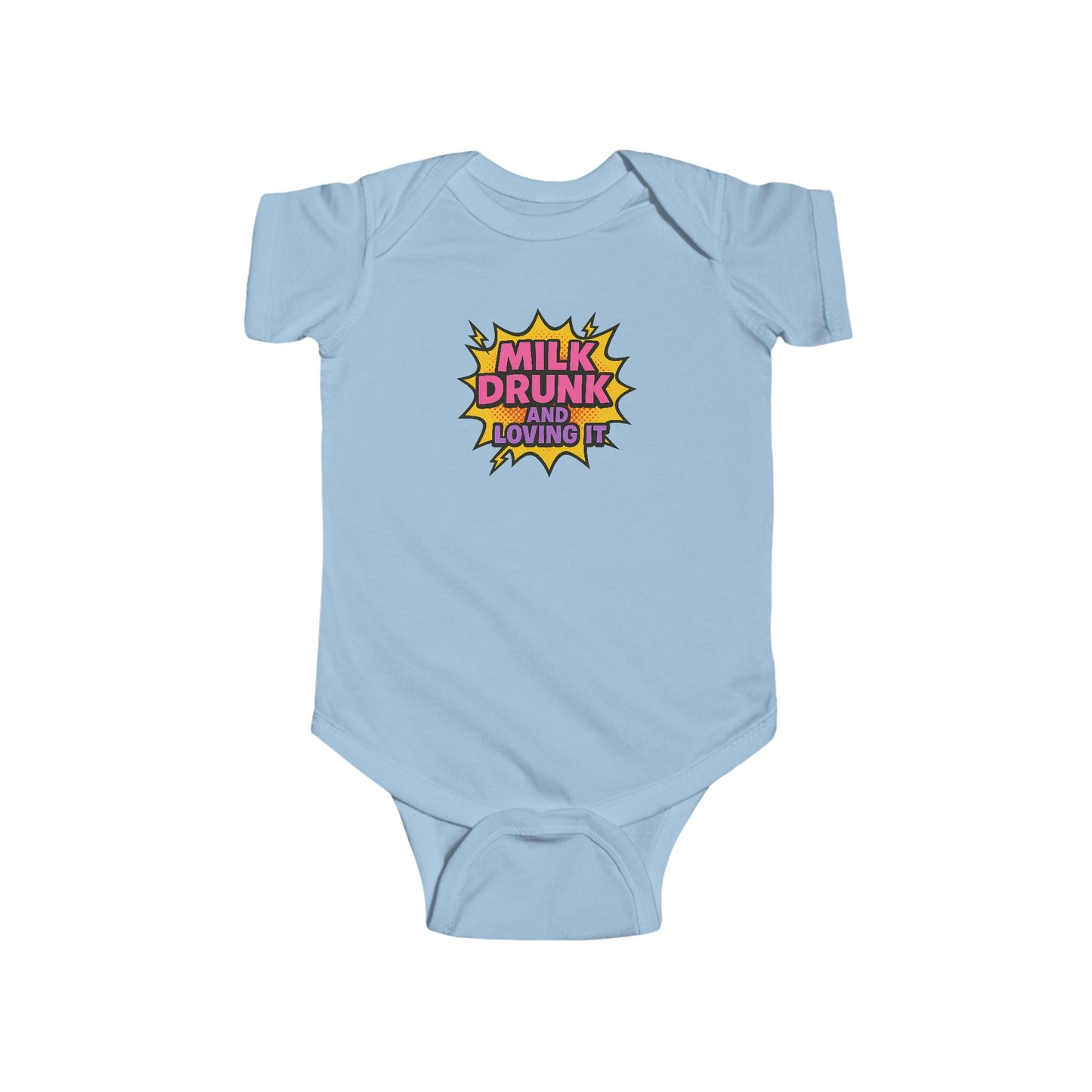 Milk Drunk and Loving It - Baby Bodysuit - Comically Pink