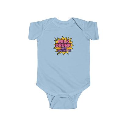 Milk Drunk and Loving It - Baby Bodysuit - Comically Pink