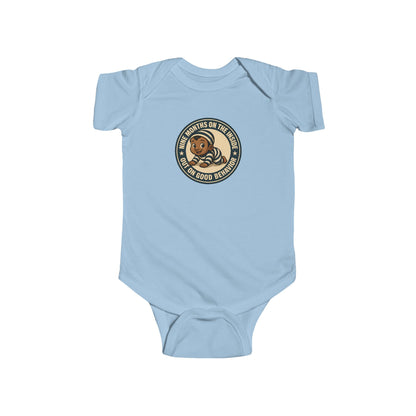 9 Months on the Inside, Out on Good Behavior - Baby Bodysuit - Vintage Stamp Austin