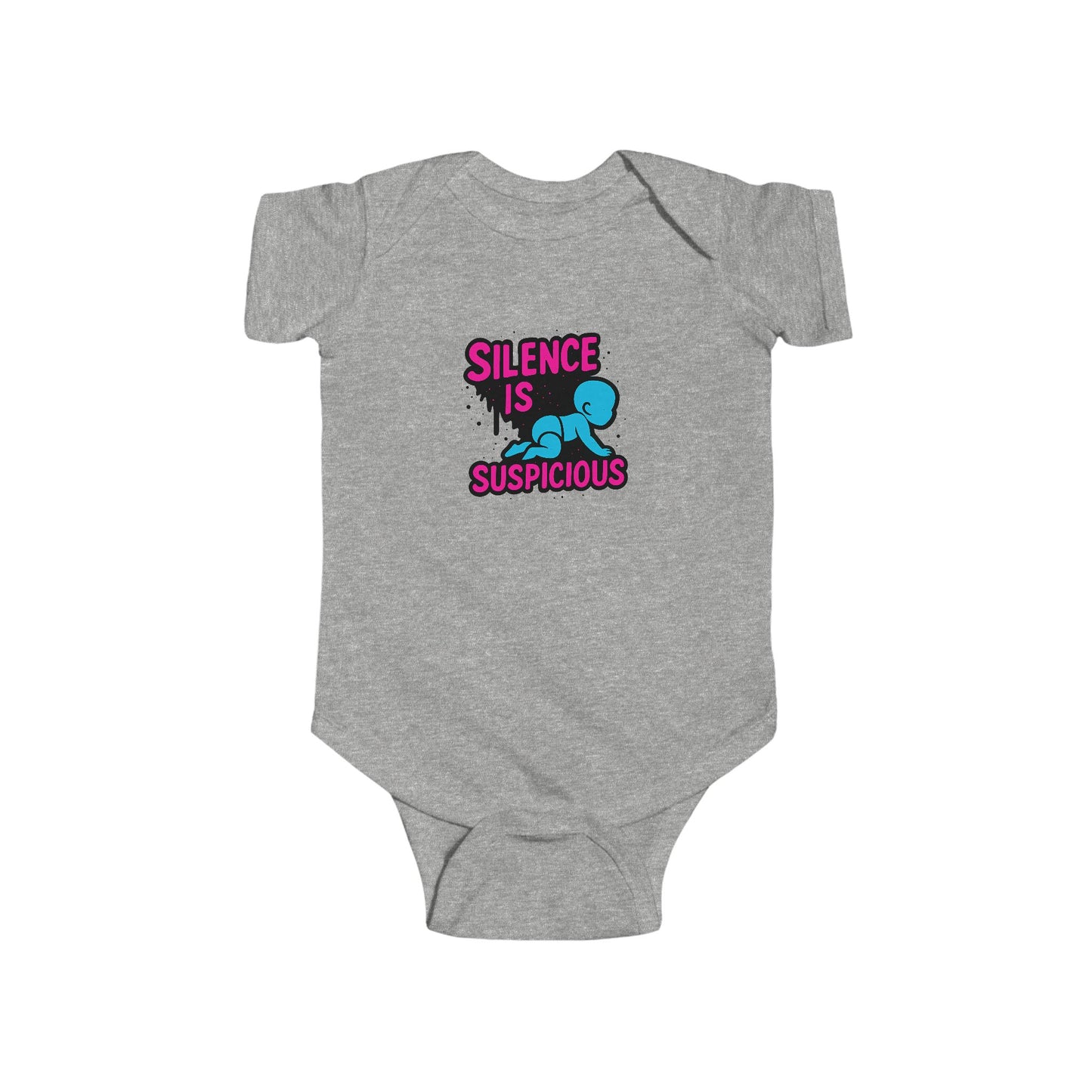 Silence is Suspicious - Baby Bodysuit - I Didn't Do It with Blue Baby