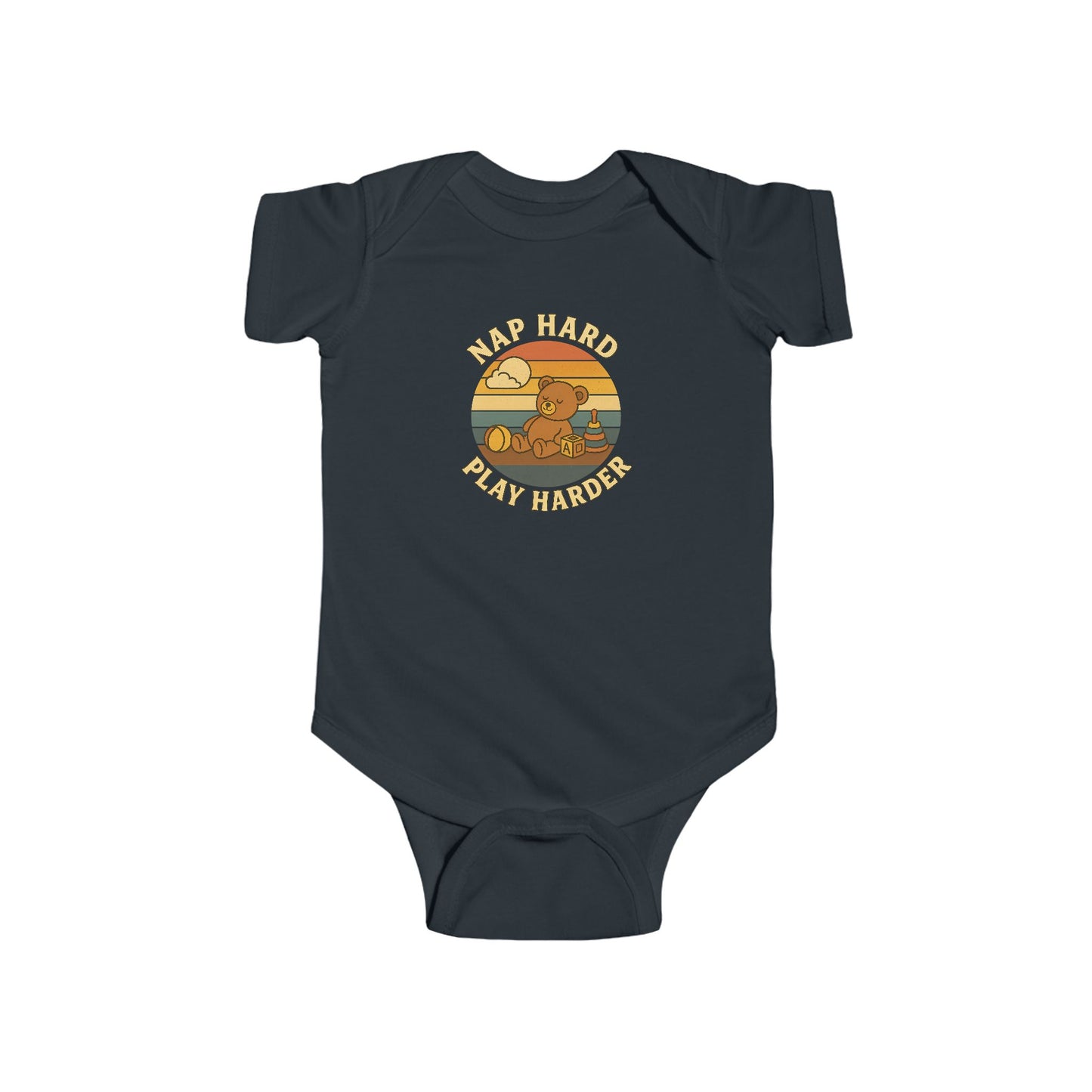 Nap Hard, Play Harder - Baby Bodysuit - Sleepy Teddy
