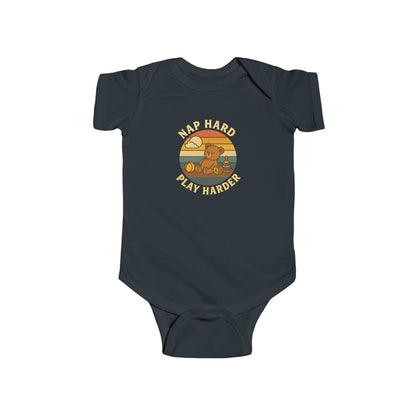 Nap Hard, Play Harder - Baby Bodysuit - Sleepy Teddy