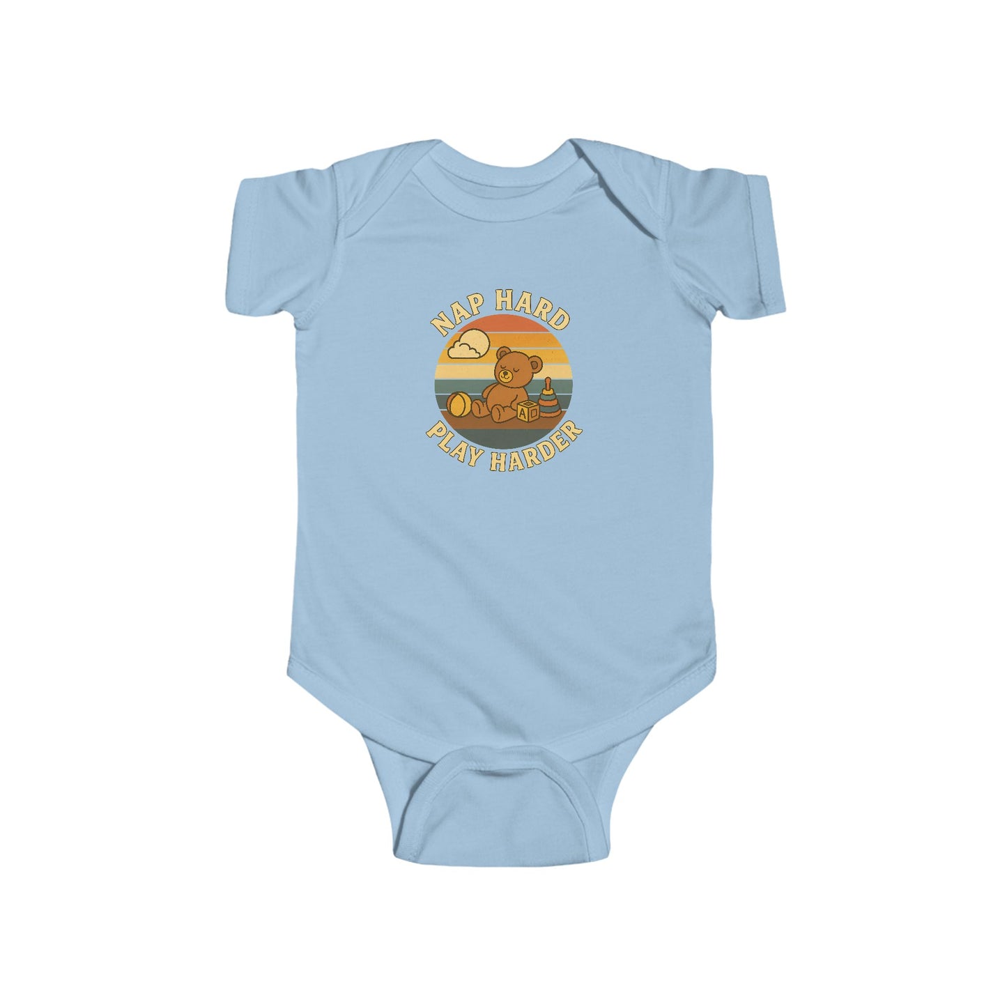 Nap Hard, Play Harder - Baby Bodysuit - Sleepy Teddy