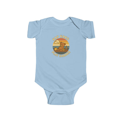Nap Hard, Play Harder - Baby Bodysuit - Sleepy Teddy