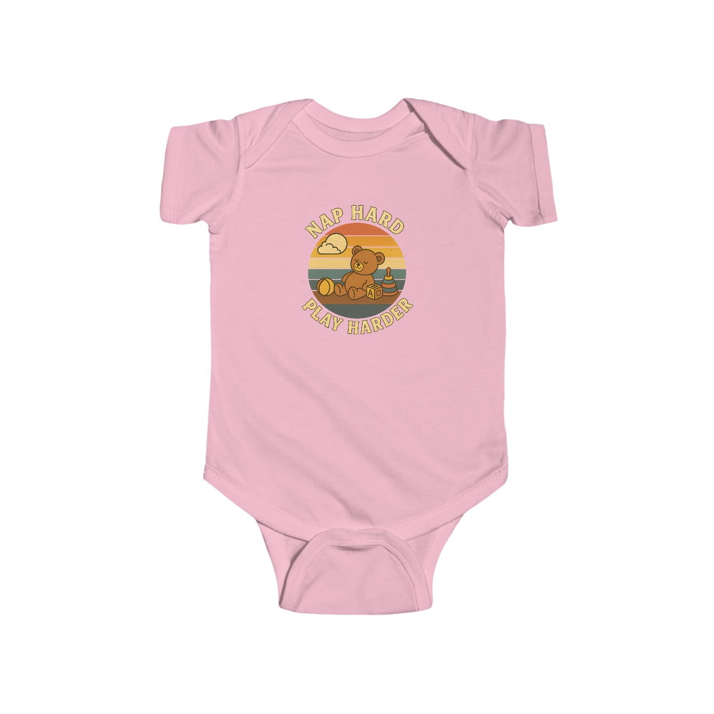 Nap Hard, Play Harder - Baby Bodysuit - Sleepy Teddy