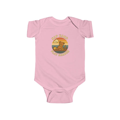 Nap Hard, Play Harder - Baby Bodysuit - Sleepy Teddy