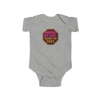 Warning, My Aunt Taught Me Sass - Baby Bodysuit - Red Sass