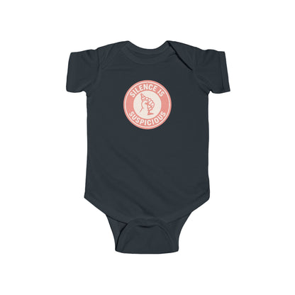 Silence is Suspicious - Baby Bodysuit - Future Artist on Peach Stamp