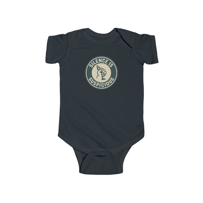Silence is Suspicious - Baby Bodysuit - Future Artist on Blue Stamp