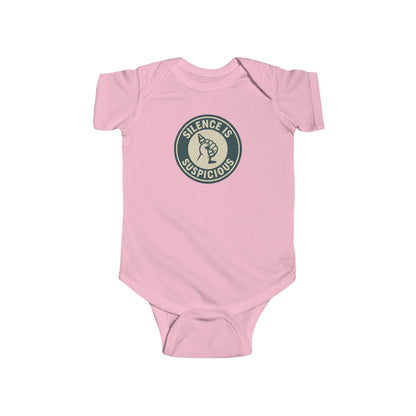 Silence is Suspicious - Baby Bodysuit - Future Artist on Blue Stamp