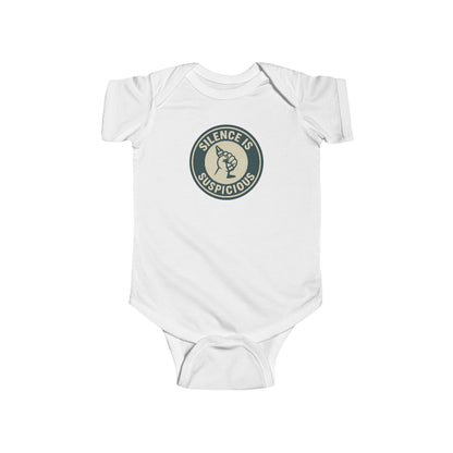 Silence is Suspicious - Baby Bodysuit - Future Artist on Blue Stamp