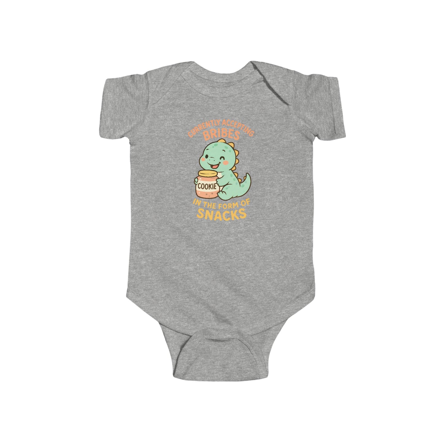 Currently Accepting Bribes in the Form of Snacks - Baby Bodysuit - Happy Dino
