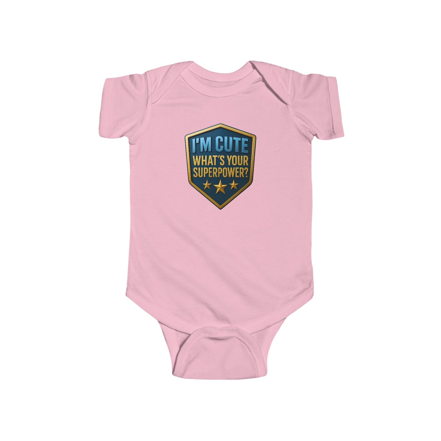 I'm Cute, What's Your Superpower? - Baby Bodysuit - Blue Shield