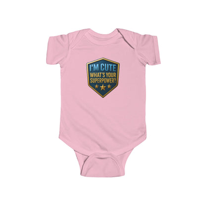 I'm Cute, What's Your Superpower? - Baby Bodysuit - Blue Shield