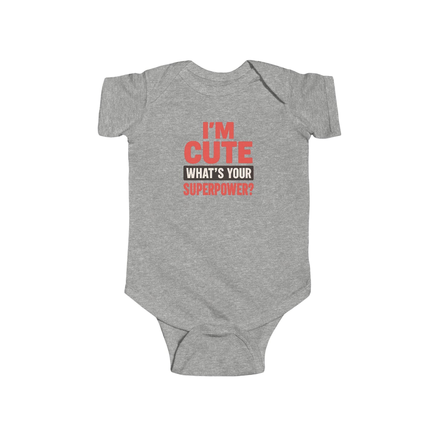 I'm Cute, What's Your Superpower? - Baby Bodysuit - Bold & Cute in red