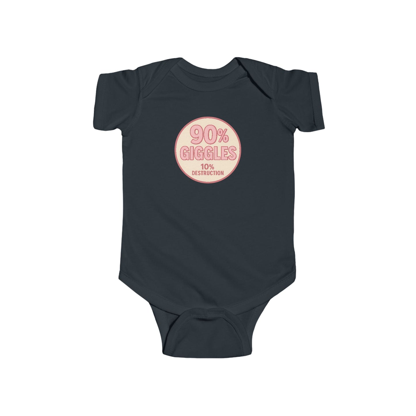 90% Giggles, 10% Destruction - Baby Bodysuit - Modern Stamp in Pink