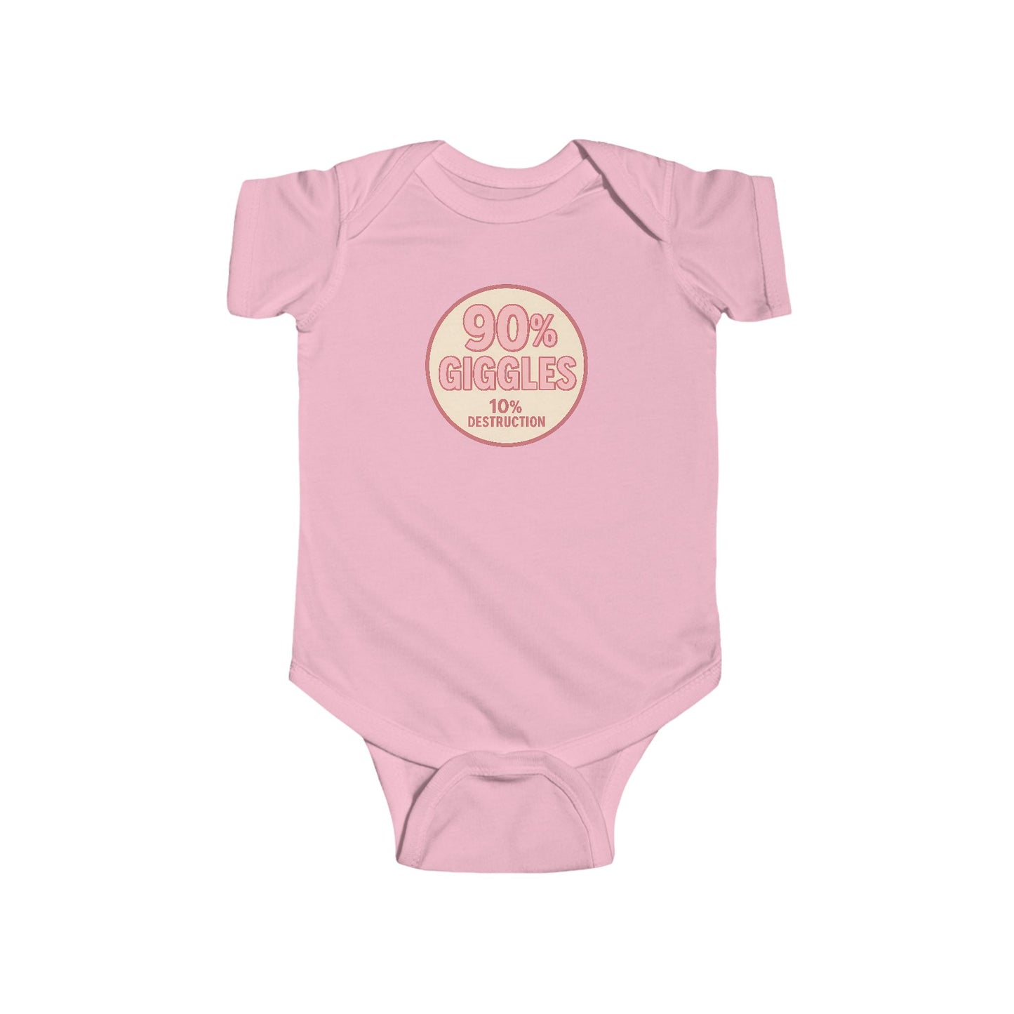 90% Giggles, 10% Destruction - Baby Bodysuit - Modern Stamp in Pink