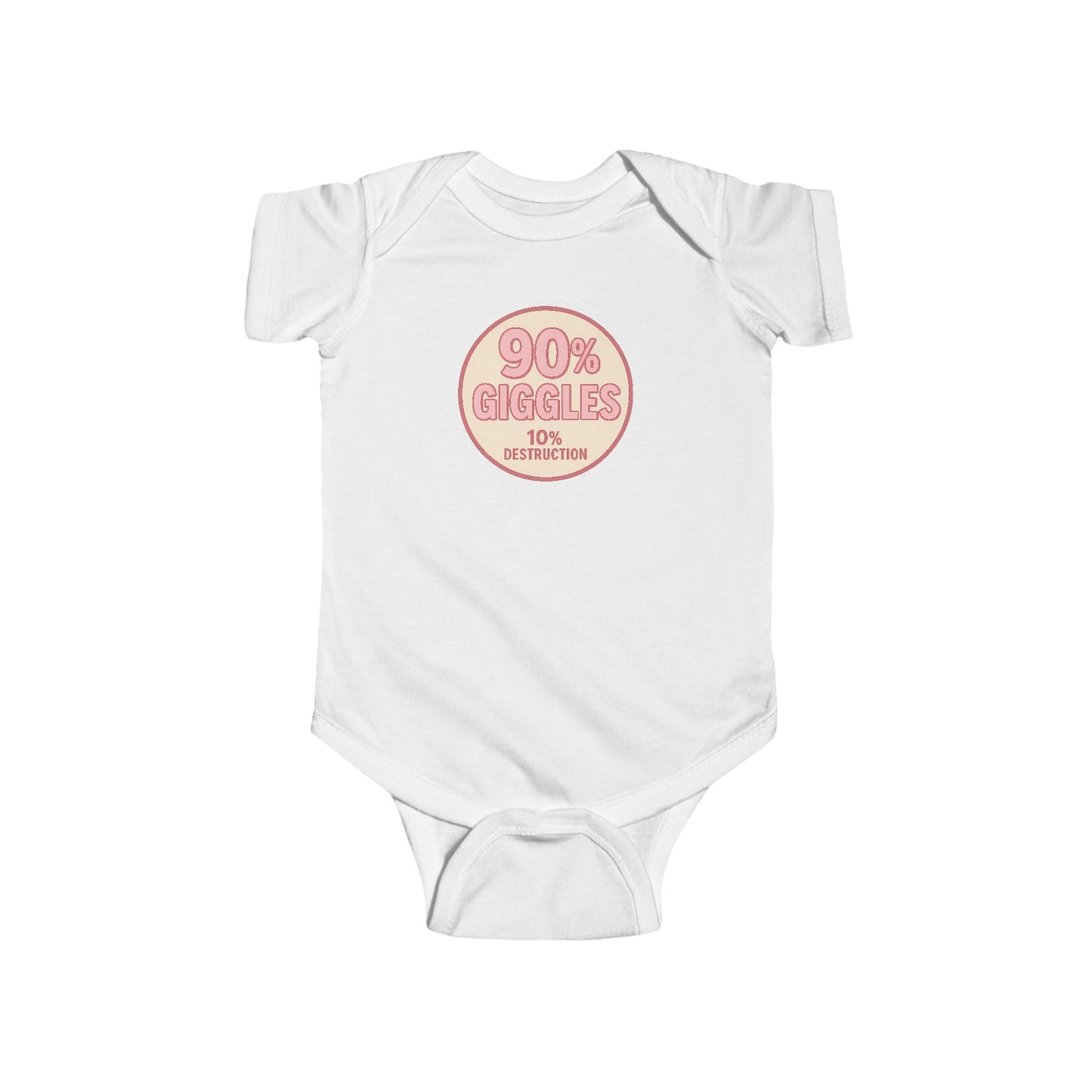 90% Giggles, 10% Destruction - Baby Bodysuit - Modern Stamp in Pink