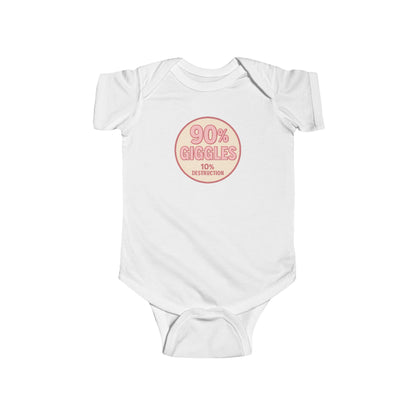 90% Giggles, 10% Destruction - Baby Bodysuit - Modern Stamp in Pink