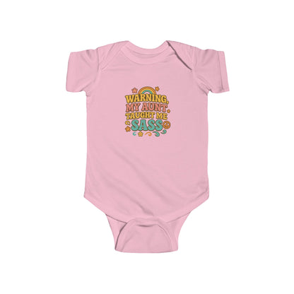 Warning, My Aunt Taught Me Sass - Baby Bodysuit - Groovy Sass