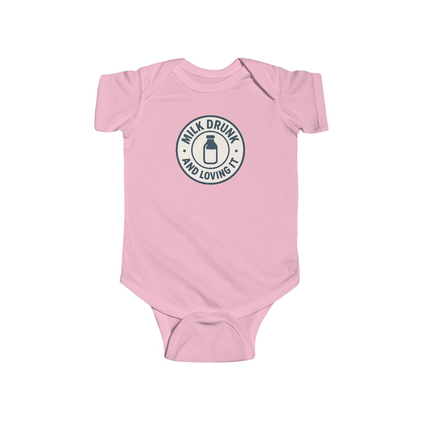 Milk Drunk and Loving It - Baby Bodysuit - Vintage Stamp in Blue