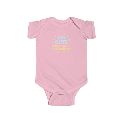 I'm Cute, What's Your Superpower? - Baby Bodysuit - Cute in blue