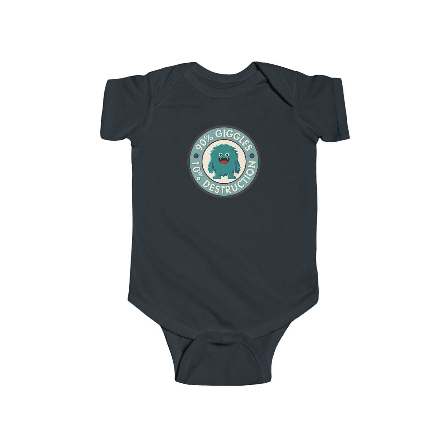90% Giggles, 10% Destruction - Baby Bodysuit - Blue Giggle Beast
