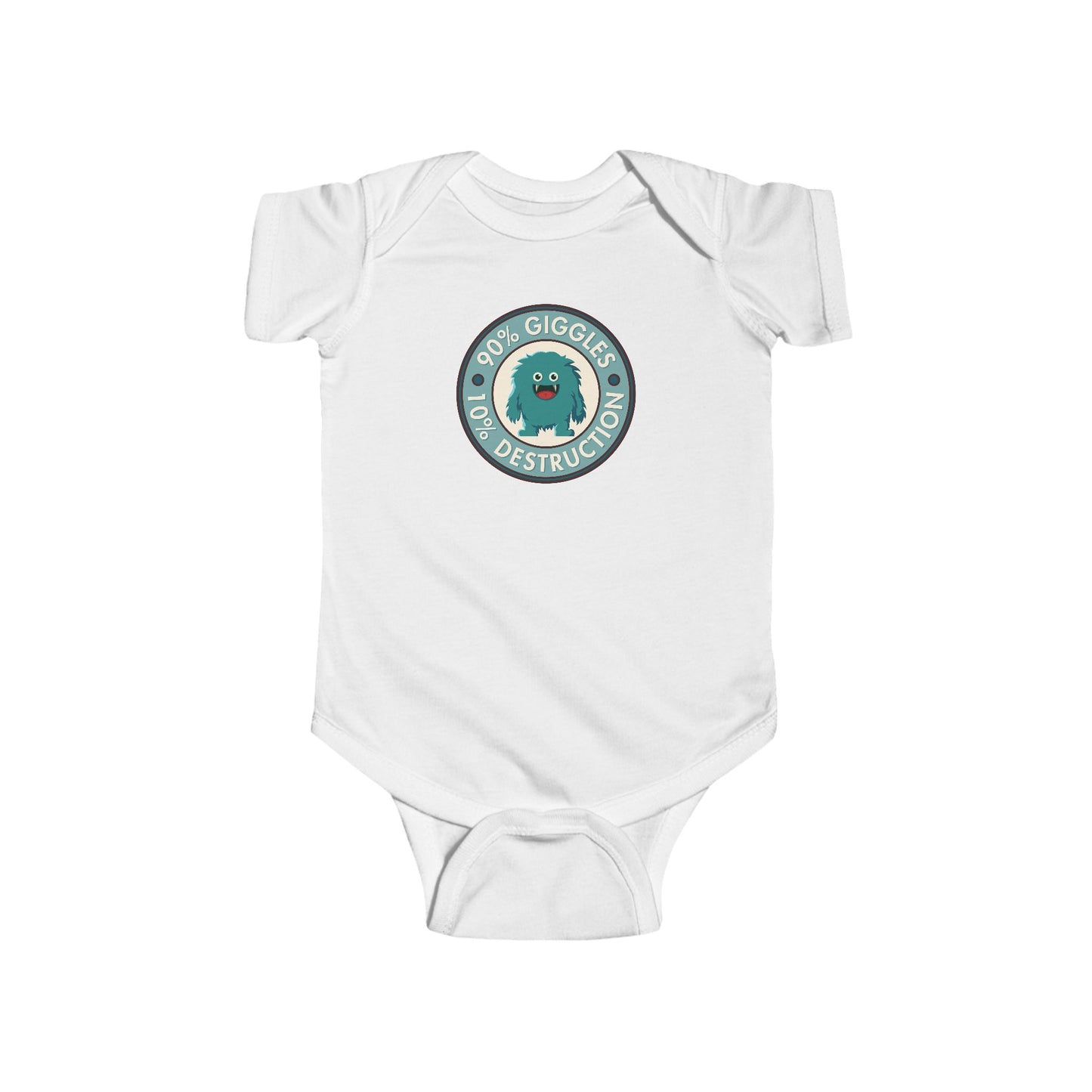 90% Giggles, 10% Destruction - Baby Bodysuit - Blue Giggle Beast