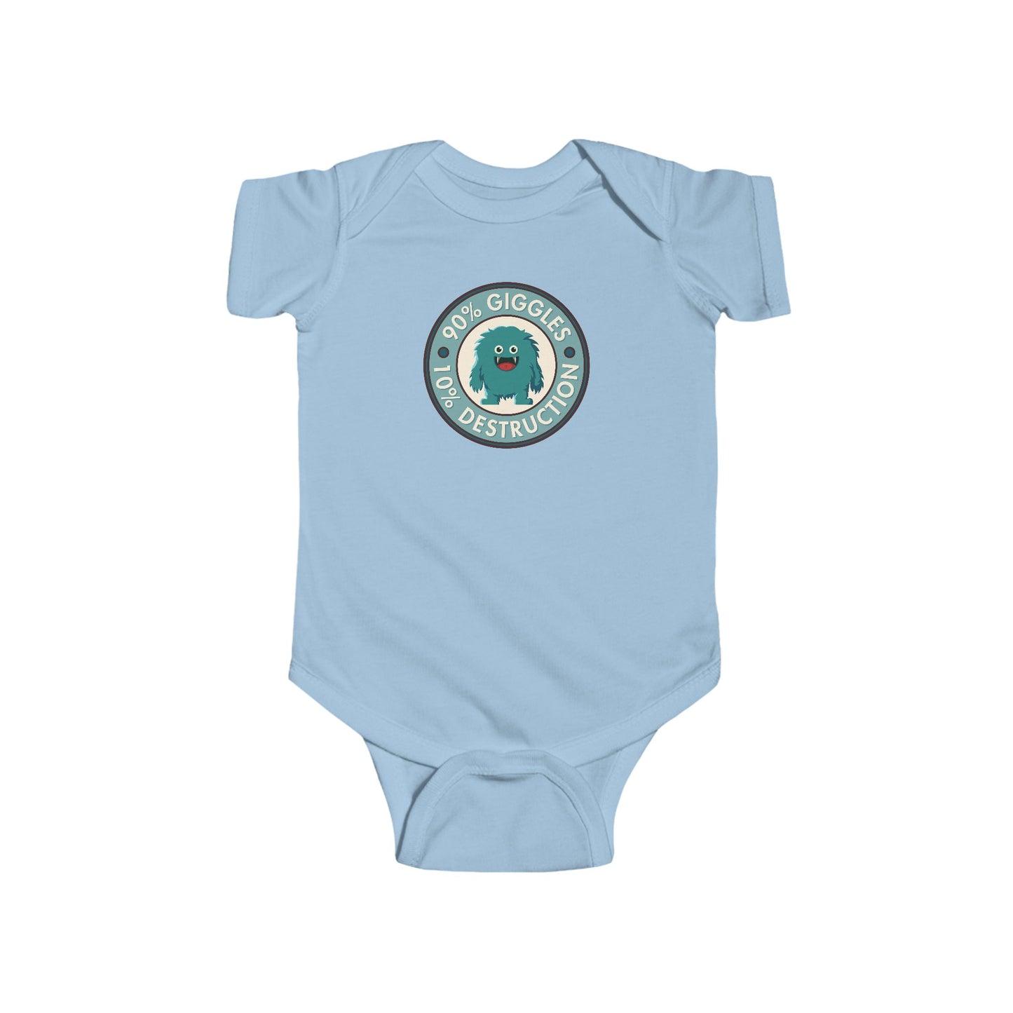 90% Giggles, 10% Destruction - Baby Bodysuit - Blue Giggle Beast
