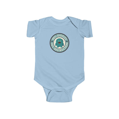 90% Giggles, 10% Destruction - Baby Bodysuit - Blue Giggle Beast