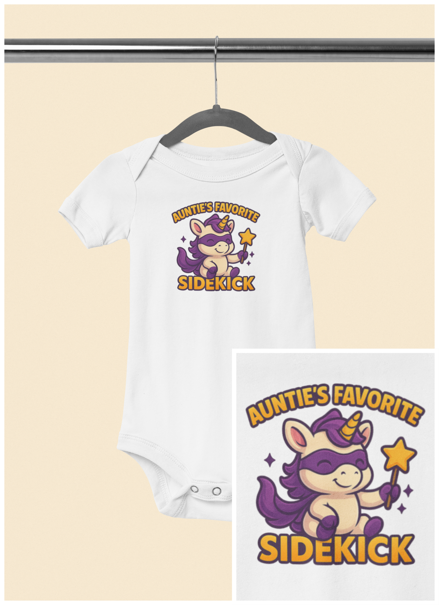 Auntie's Favorite Sidekick - Baby Bodysuit - Super Unicorn