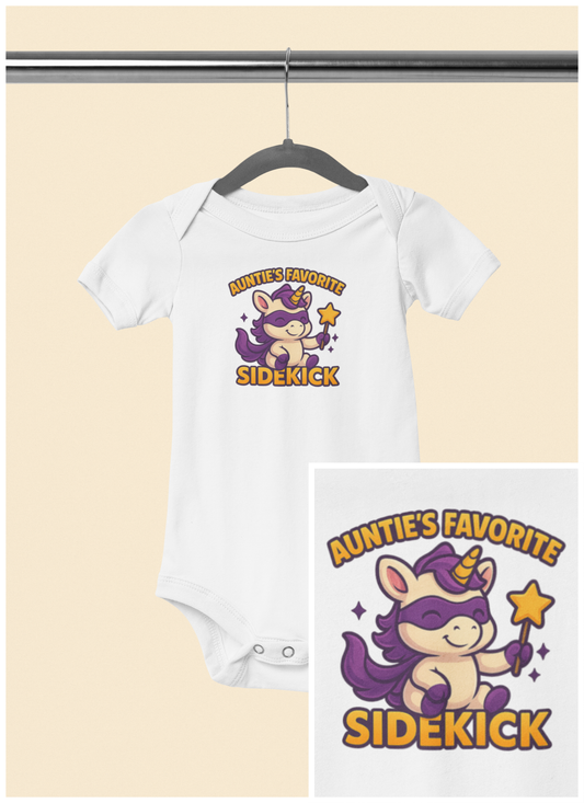 Auntie's Favorite Sidekick - Baby Bodysuit - Super Unicorn