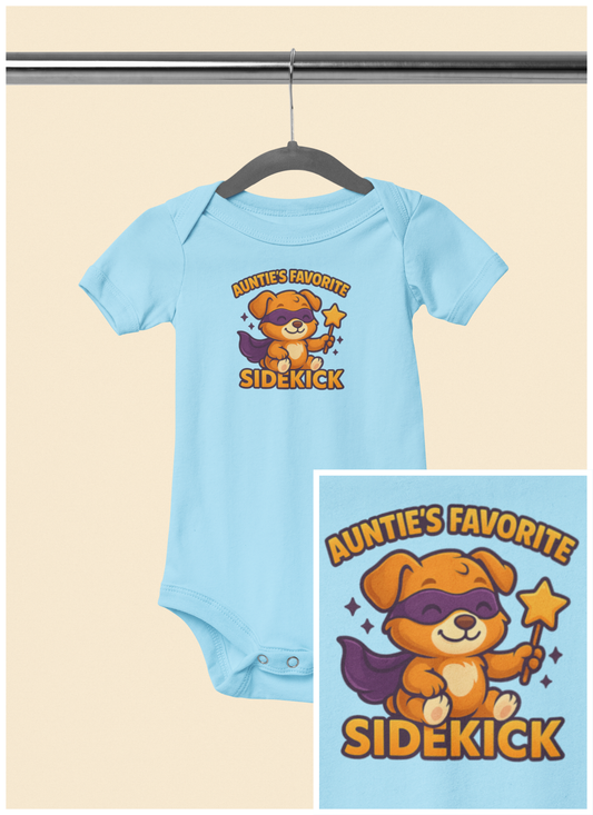 Auntie's Favorite Sidekick - Baby Bodysuit - Super Puppy