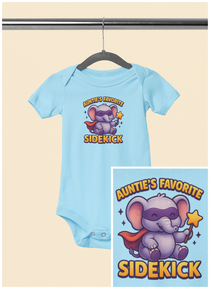 Auntie's Favorite Sidekick - Baby Bodysuit - Super Elephant