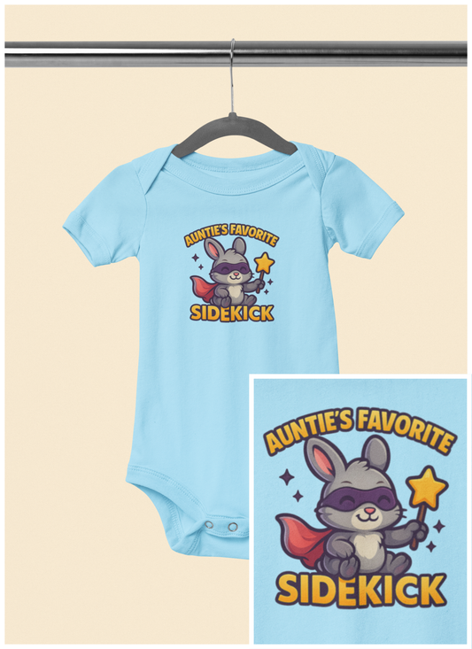 Auntie's Favorite Sidekick - Baby Bodysuit - Super Bunny