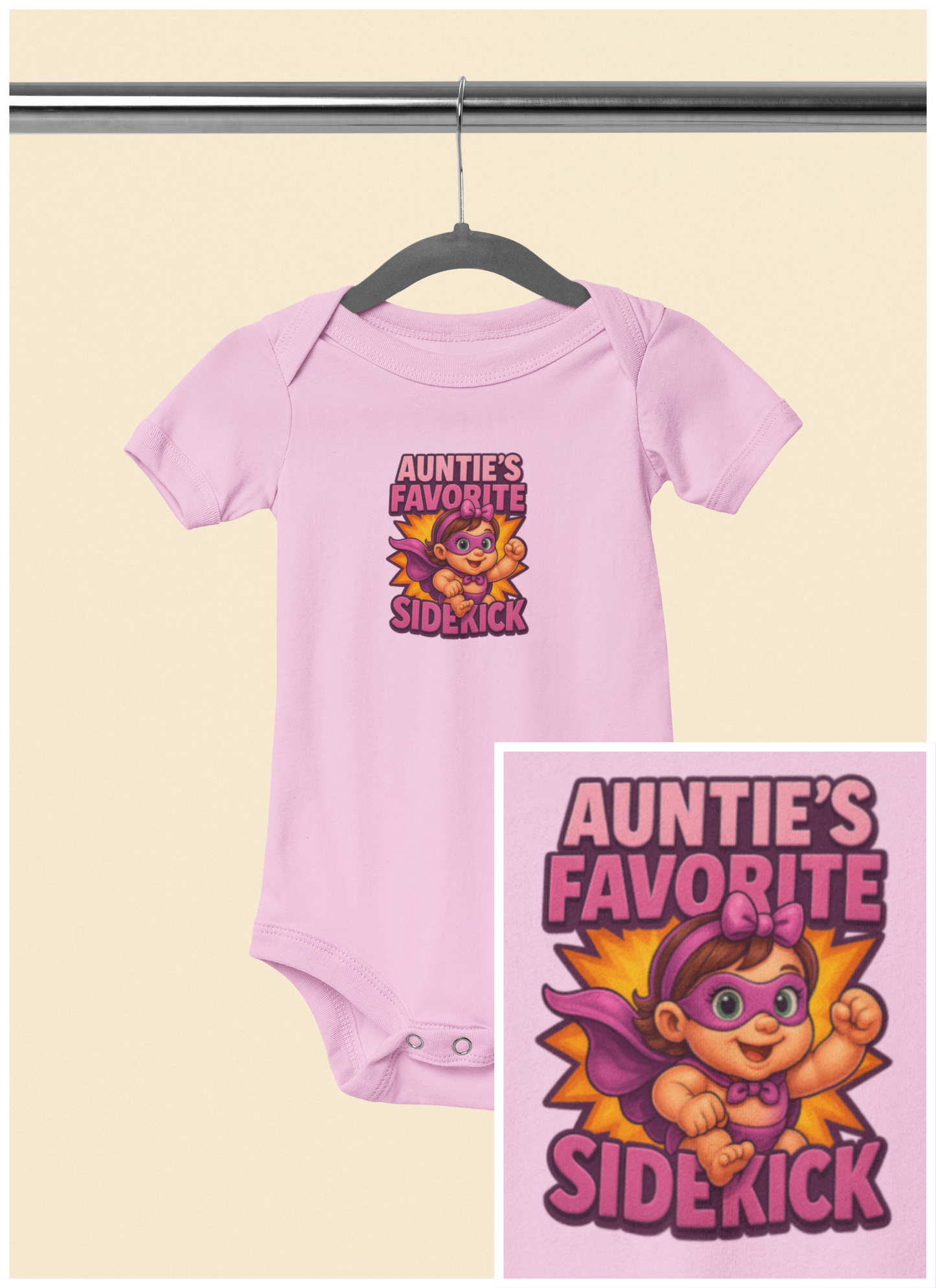Auntie's Favorite Sidekick - Baby Bodysuit - Hero Charlotte