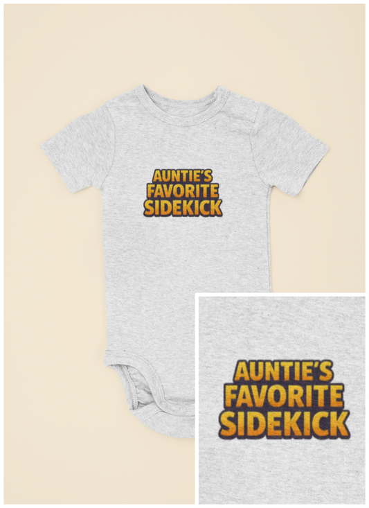 Auntie's Favorite Sidekick - Baby Bodysuit - Bold in Golden