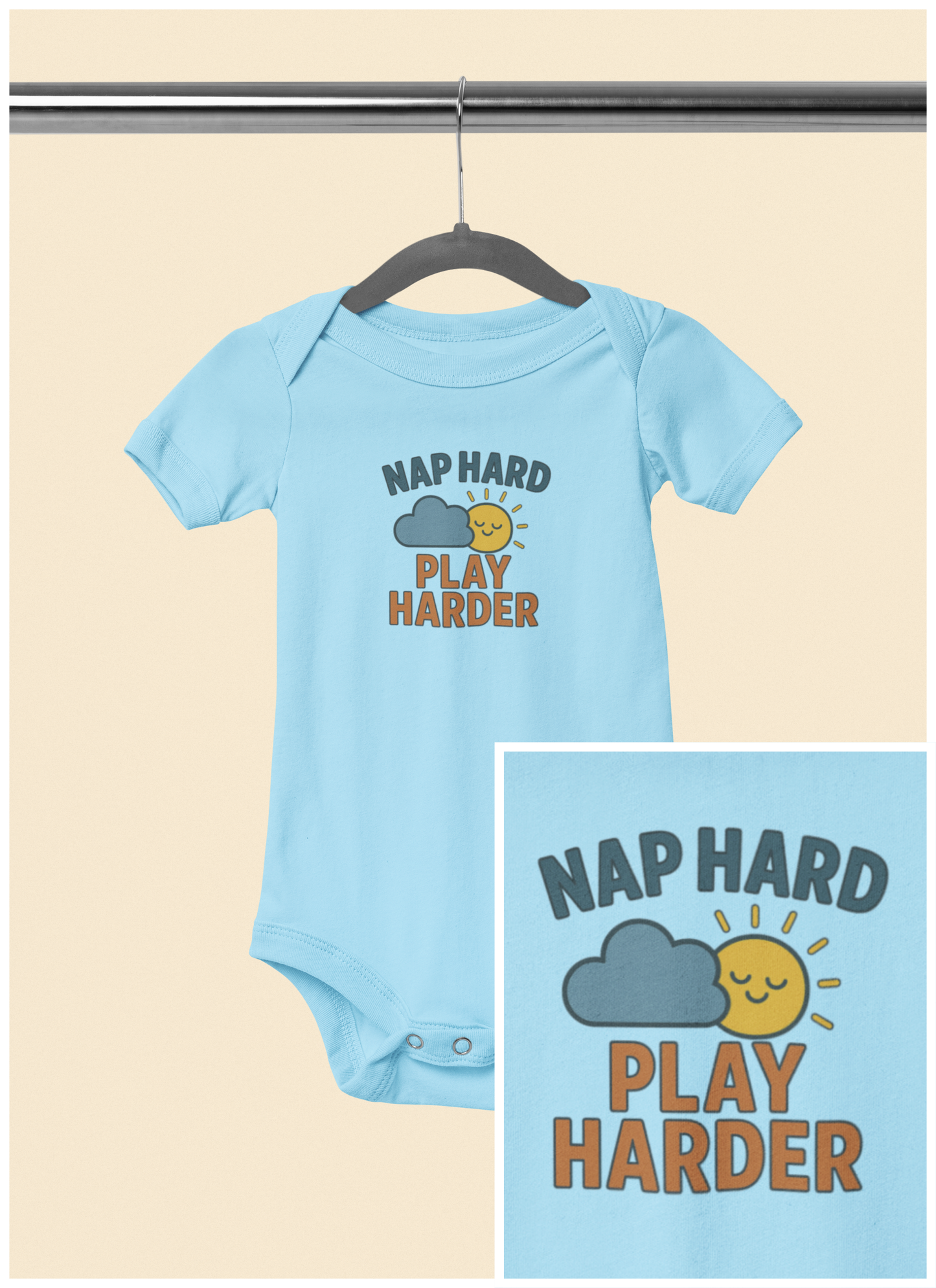 Nap Hard, Play Harder - Baby Bodysuit - Sleepy Sun